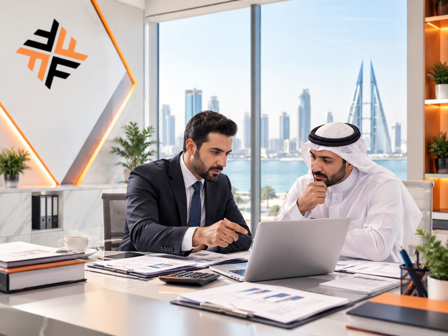 FINSYS accountants reviewing figures together